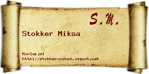 Stokker Miksa névjegykártya